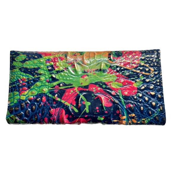 BRAHMIN Veronica Embossed Leather Trifold Wallet Multicolor Festival Melbourne - Picture 3 of 4